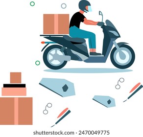Vector character delyveryman with package on his hand ready send to customer





