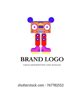 Vector character design and brand logo of robot toys 