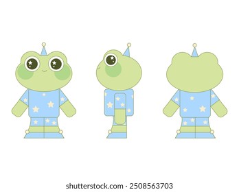 Vector character design of frog in pajamas
