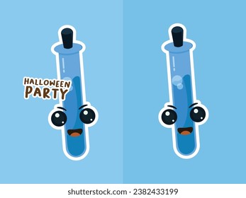 A vector character design illustration of a potion bottle with a facial expression. Great for game assets, icons, avatar illustrations, etc.