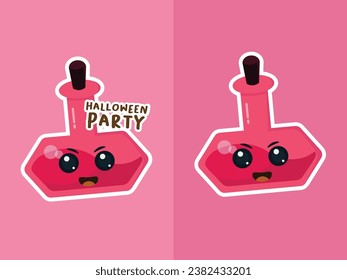 A vector character design illustration of a potion bottle with a facial expression. Great for game assets, icons, avatar illustrations, etc.