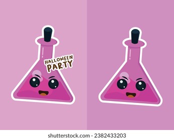 A vector character design illustration of a potion bottle with a facial expression. Great for game assets, icons, avatar illustrations, etc.
