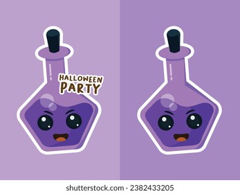 A vector character design illustration of a potion bottle with a facial expression. Great for game assets, icons, avatar illustrations, etc.