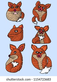 Vector of Character Design Orange Fox Set illustration