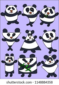 Vector of Character Design Panda Set illustration