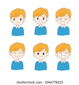 Vector of character design set portrait of man,boy with emotion.Illustration draw in doodle cartoon style.