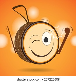 Vector character drawing in the form of Ramadan drum