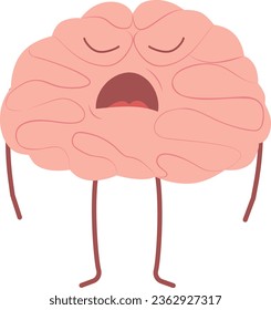 
Vector character in flat style.
The brain is sad, disappointed. Organ of the central nervous system vector illustration.