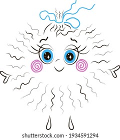 Vector character fluff. Cute and funny character. Lightness, weightlessness beauty