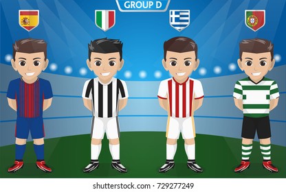 Vector Character of Football / Soccer Team for European Championship Group D