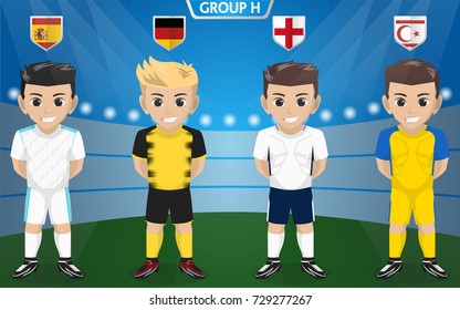 Vector Character of Football / Soccer Team for European Championship Group H