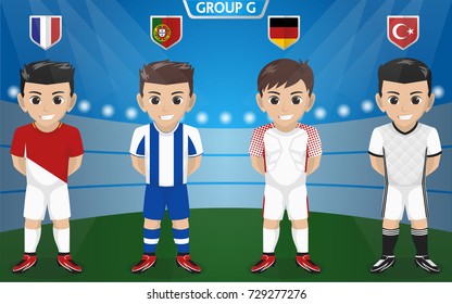 Vector Character of Football / Soccer Team for European Championship Group G