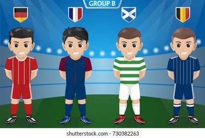 Vector Character of Football / Soccer Team for European Championship Group B