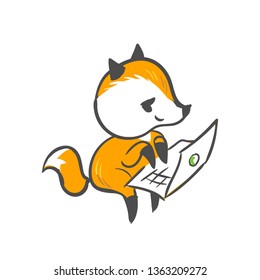 vector character fox baby laptop