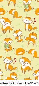 vector character fox baby seamless pattern