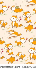 vector character fox baby seamless pattern