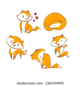vector character fox baby set design elements