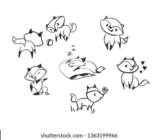 vector character fox baby set design elements