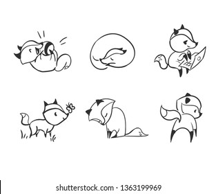 vector character fox baby set design elements