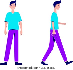 vector character. front and side view. Guy in flair