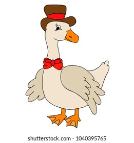 vector, character goose in hat, isolated