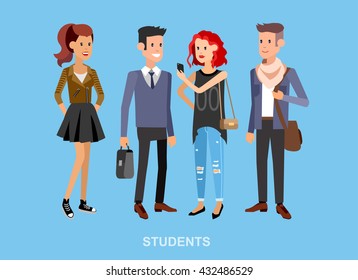Vector character graduate and students, graduation. University courses, online education, exam preparation, banner, vector 