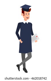 Vector character graduate and students, students graduation. University courses, online education, exam preparation