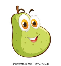 vector character of a green pear fruit cartoon