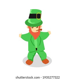 Vector Character of happy saint's patrick. with green costume hat and red beard, Isolated on white. good for St. Patrick's Day. Flat design flat color flat character