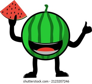 Vector character icon of a watermelon for advertising media Brochure for a food and beverage product.