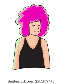 Vector Character Illustration, afro pink boy