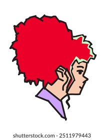 Vector Character Illustration afro red hair anime lady