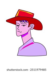 Vector Character Illustration, anime purple pink cowboy