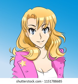 Vector character illustration of beautiful teenage girl woman.