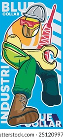 Ilustración de personaje de Vector de cuello azul con estilo urbano de arte callejero