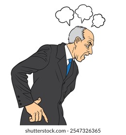 Chefe de ilustração de personagem vetorial expressando o conceito de raiva. Conflito estressante, reprimenda desagradável, disputa agressiva, comunicação tóxica