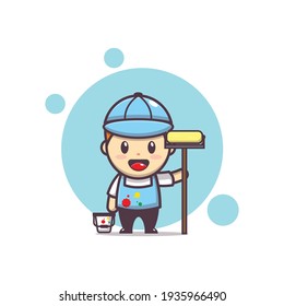 Vector Character Illustration Of Cute Painter