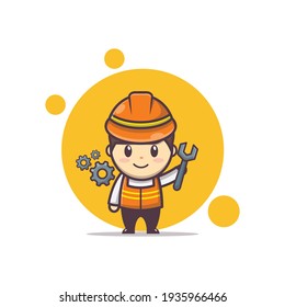 Vector Character Illustration Of Cute Technician