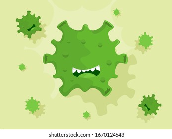 Vektorillustration Zeichen Illustration von gefährlichen Viren. Corona Virus, Covid-19, Ebola, Mers und andere im flachen Design-Stil.