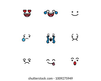 vector character illustration facial expressions funny cartoon emoticons