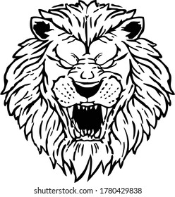 Vector character illustration lion head line design for logo or tattoo