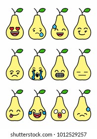 vector character illustration pear face emoticon expression