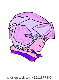 Vector Character Illustration ute anime boy wearing pink helmet