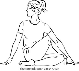 Vector character illustration with yoga asana, woman yoga, girl yoga