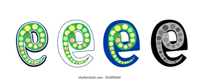 vector character, initial letter, letter-drawing, letter, uppercase letter, fun for kids e