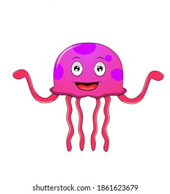 Vector character jellyfish smile expression