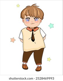 Vector character Kpop on a separate transparent background, sticker from a set of fashionable Korean popular idols