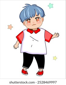 Vector character Kpop on a separate transparent background, sticker from a set of fashionable Korean popular idols