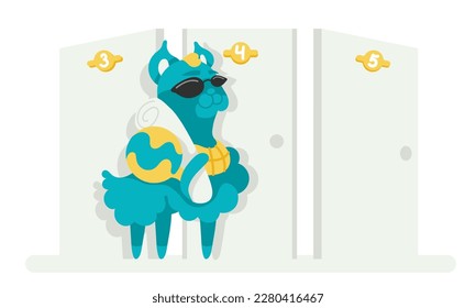 Vector character lama geography teacher at school.