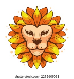 Vector character lion in cartoon style. Can be used as a logo.
